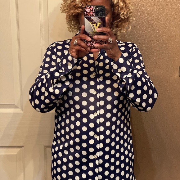 Mr Blackwell woman’s button up blue and white shirt used vintage large - Picture 3 of 11